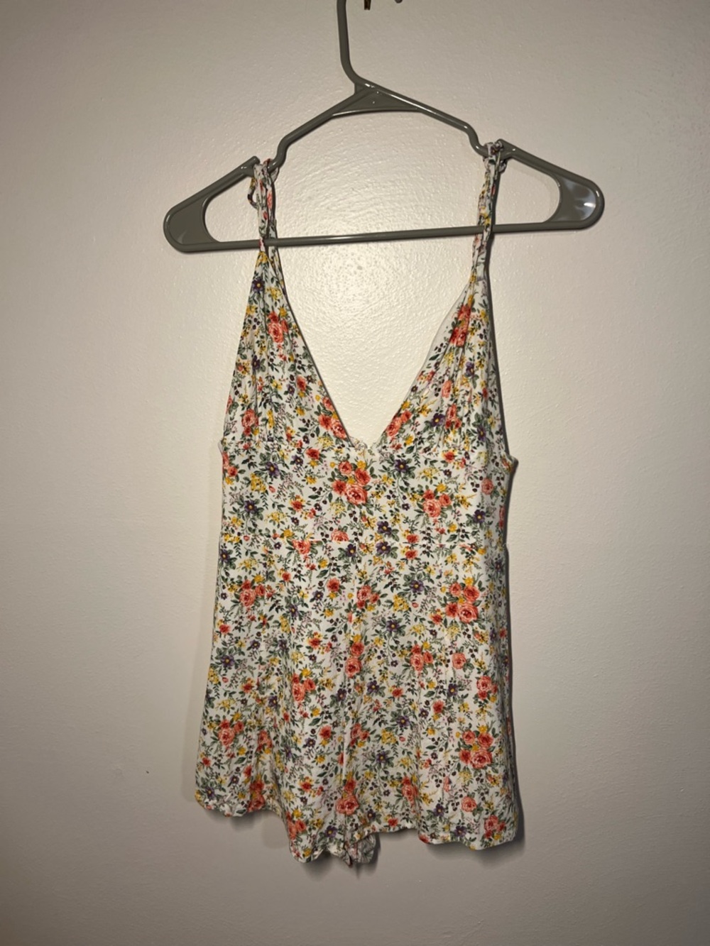 Floral romper- White with Multicolor Floral